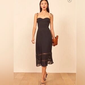 Reformation Midi Dress with Lace Detail Size 10